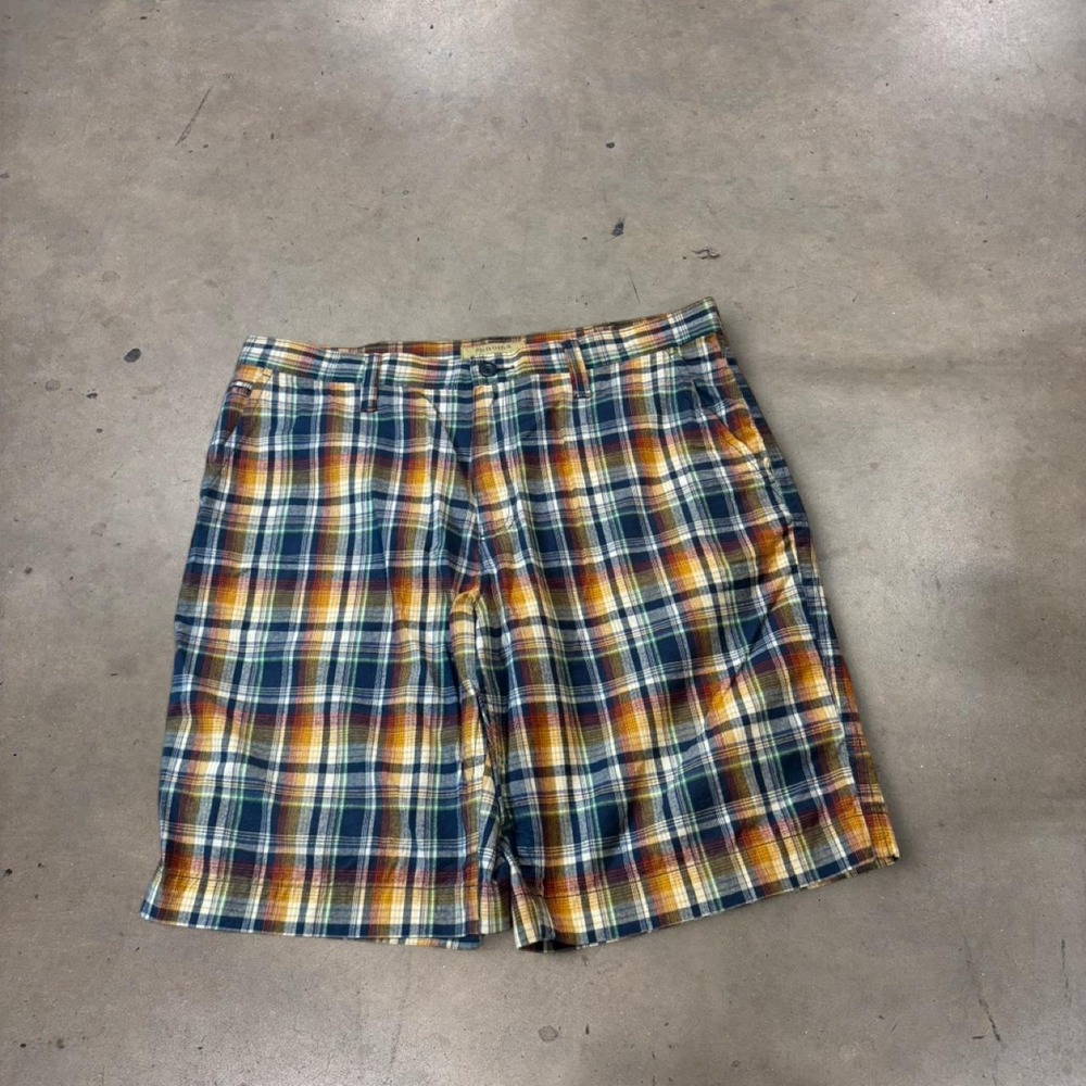 Sonoma Life + Style Mens 38 Multicoloured Plaid Shorts Y2K Cotton Flat Front